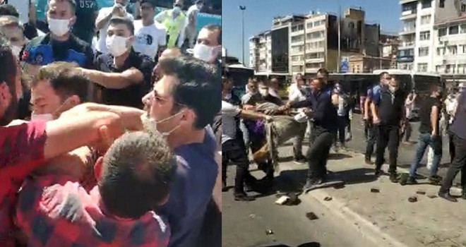 Kadıköy'de seyyar satıcı zabıta kavgası kamerada